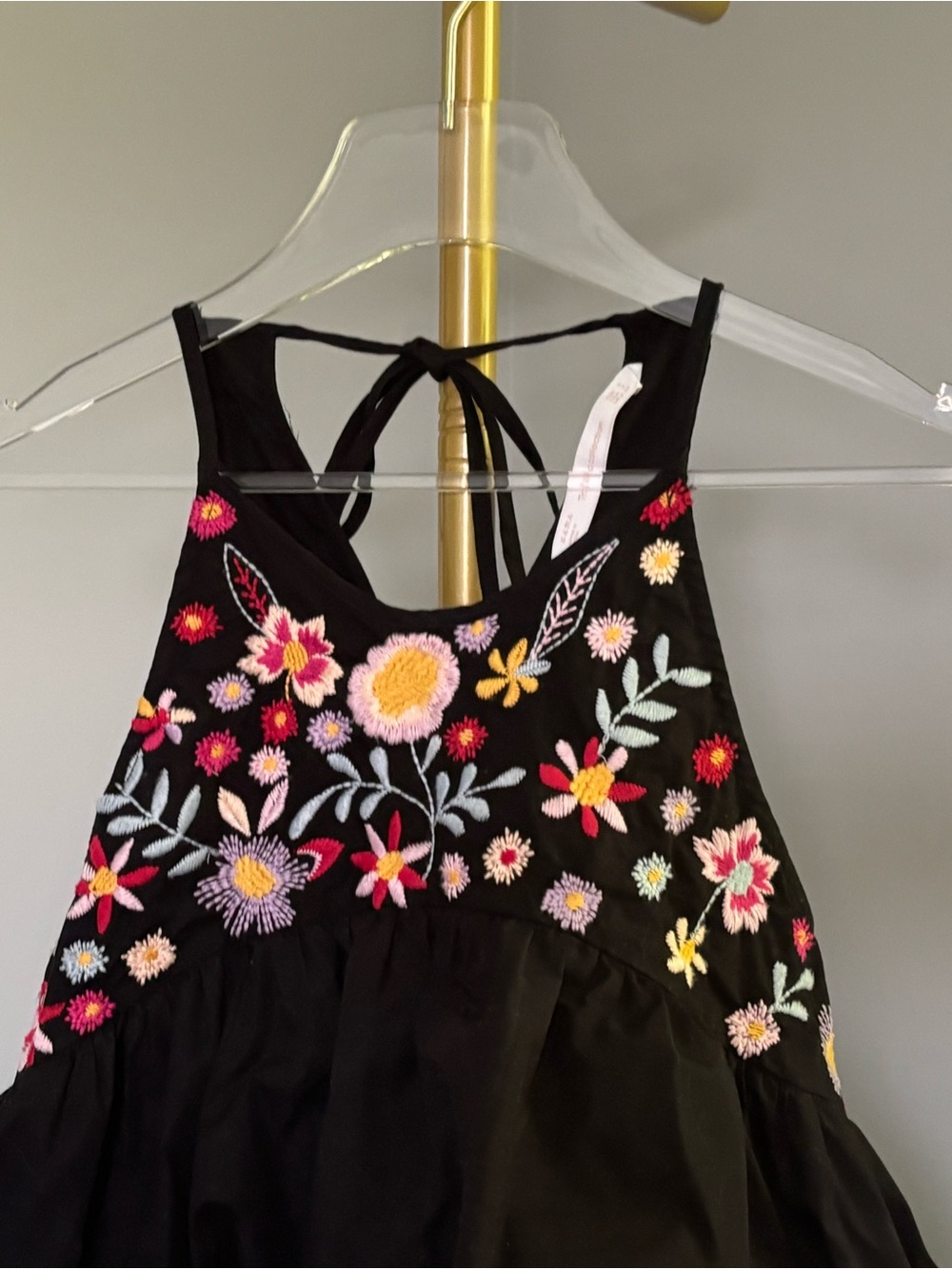 Zara Black Embroidered Floral Cami Top